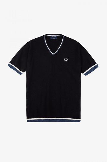 Fred Perry K3800 Miesten Neuleet Mustat | FI 1744FDNM